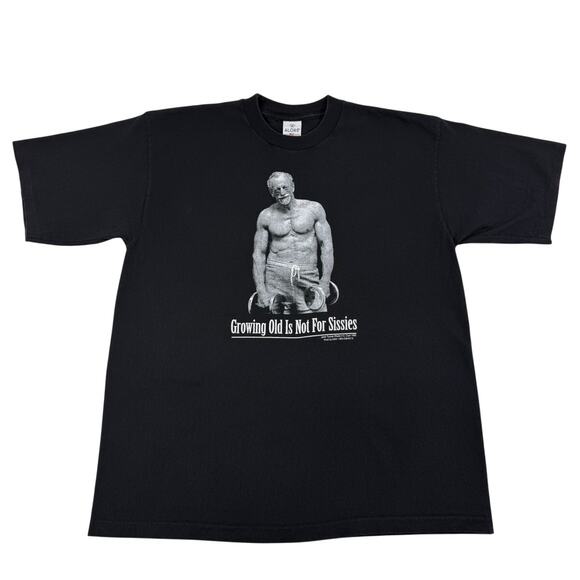 Vintage Gym Weightlifting "Growing Old is Not For Sissies" Funny Shirt Size XL - Picture 1 of 7
